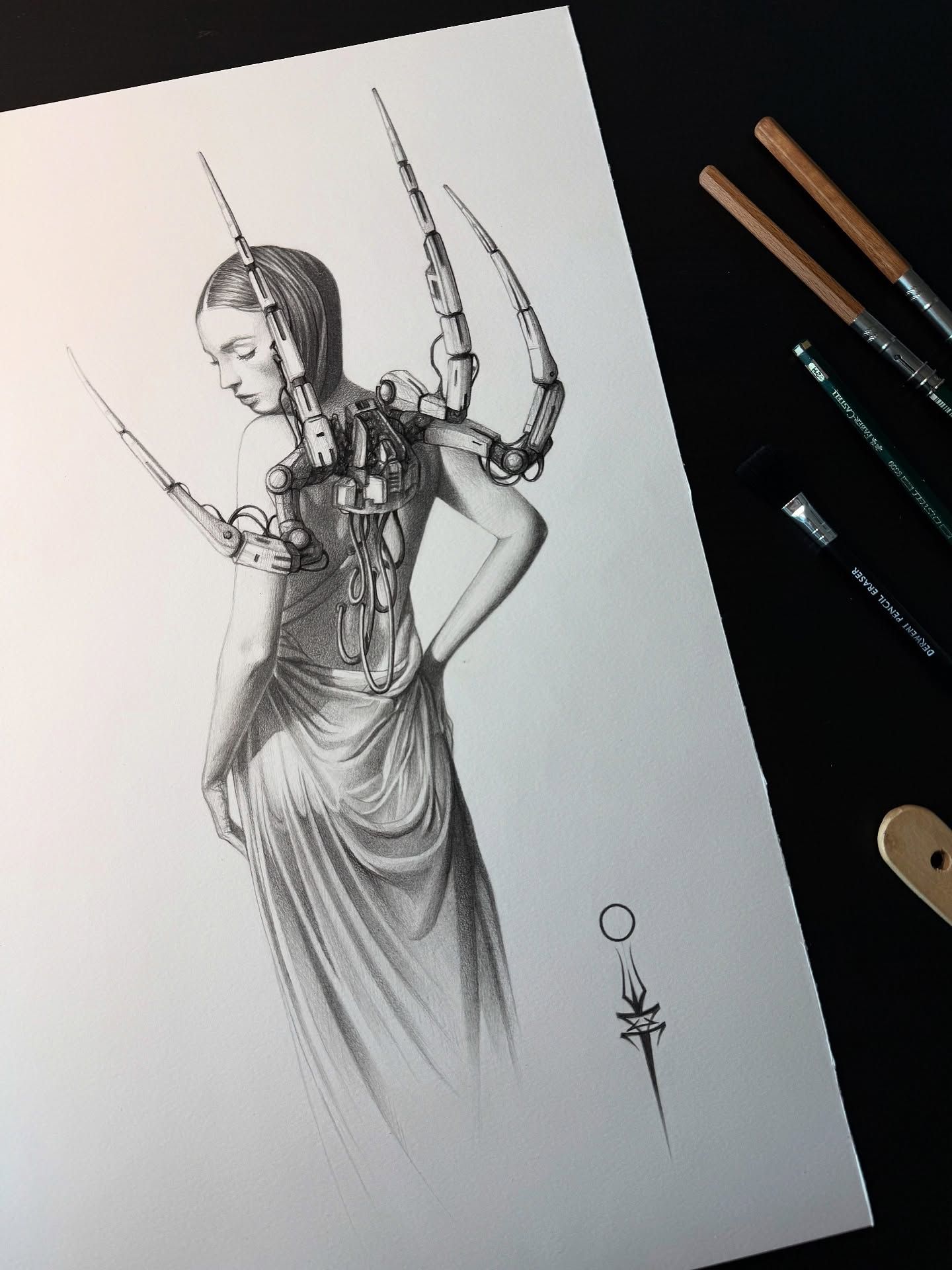 Aracne — mixed media on paper